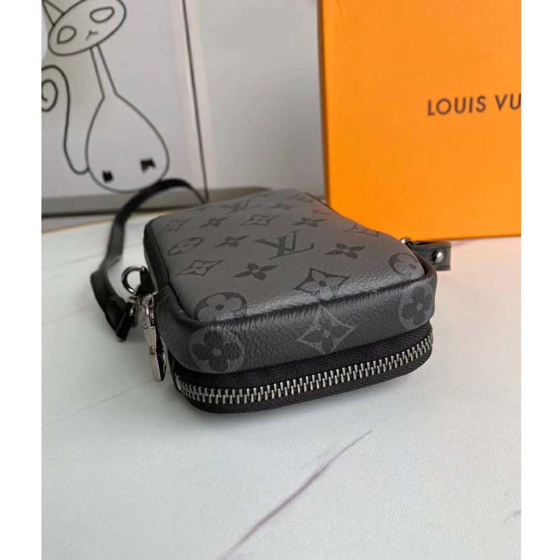 Louis Vuitton LV Unisex Double Phone Pouch Monogram Eclipse Canvas Clutch