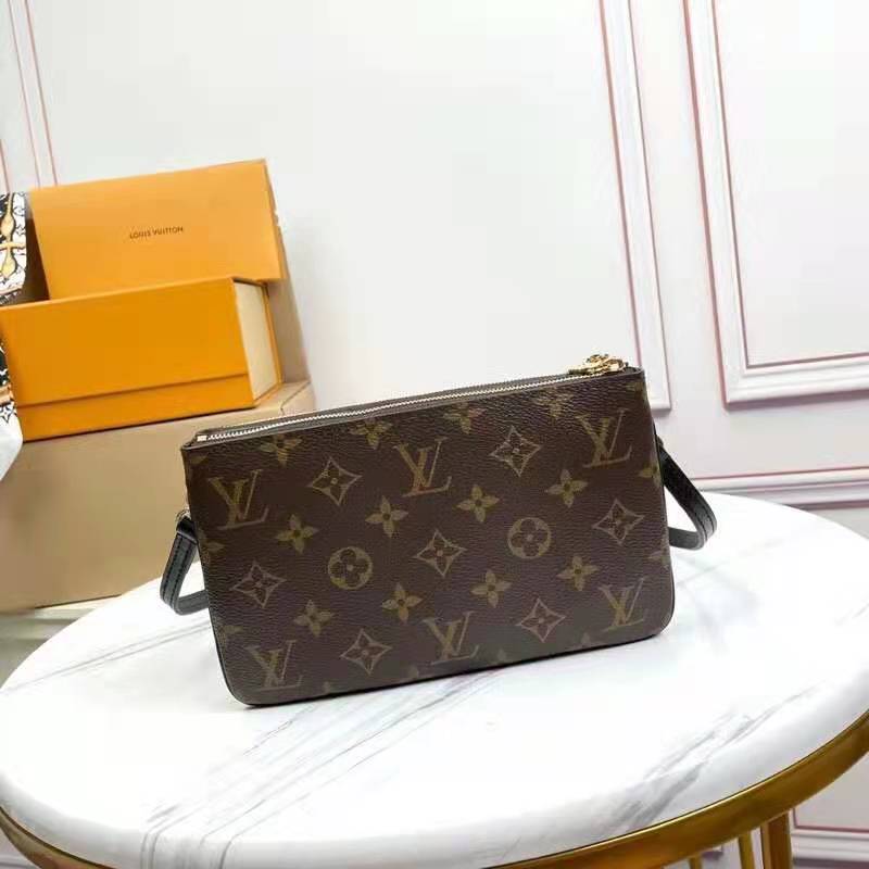 Louis Vuitton LV Unisex Double Zip Pochette Monogram Giant Reverse Monogram Coated Canvas Clutch