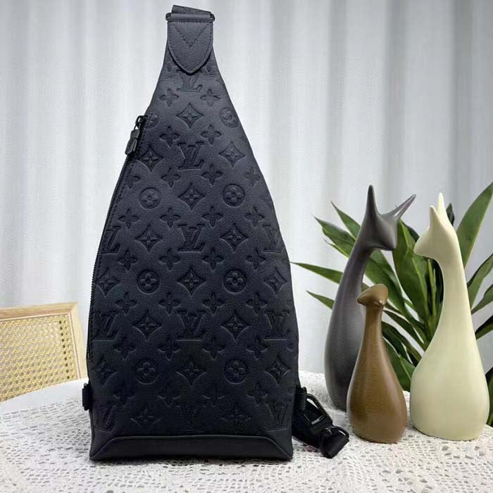Louis Vuitton LV Unisex Duo Slingbag Black Calf Leather Removable Zipped Pouch
