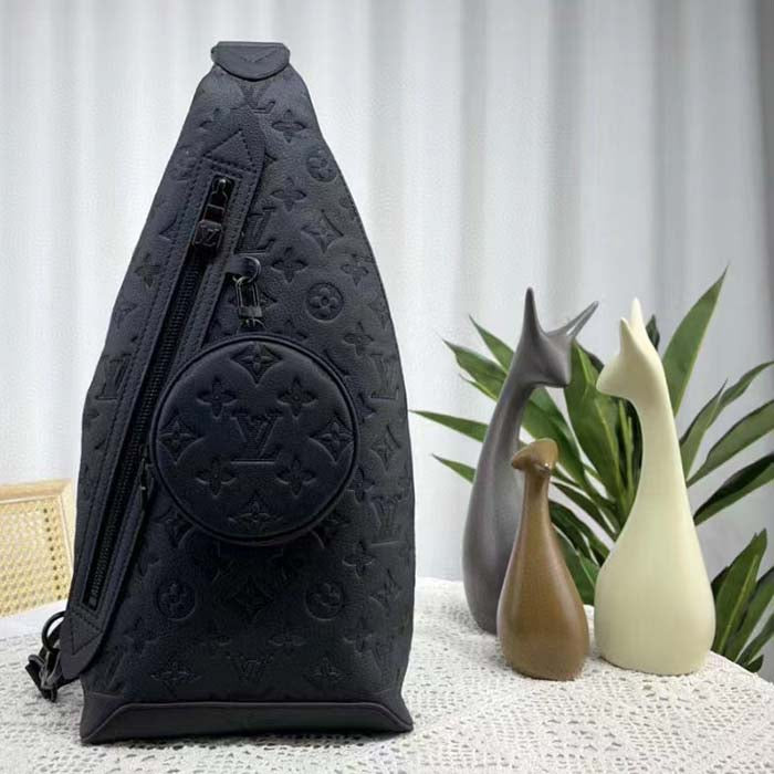 Louis Vuitton LV Unisex Duo Slingbag Black Calf Leather Removable Zipped Pouch