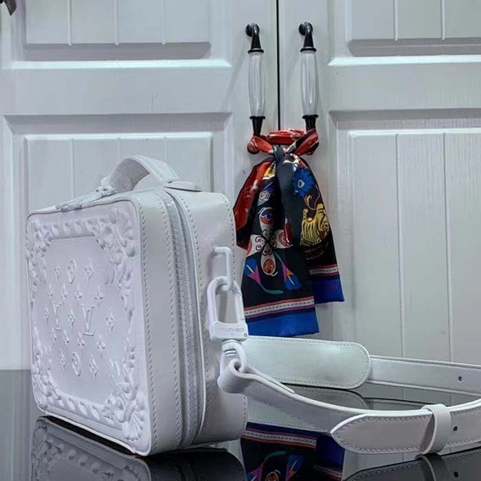 Louis Vuitton LV Unisex Handle Soft Trunk Optic White Calf Leather Handbag