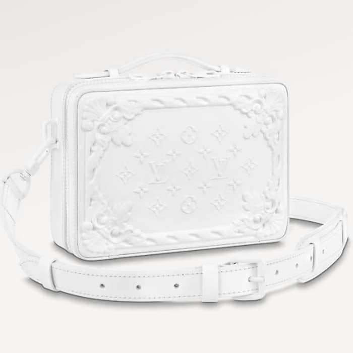 Louis Vuitton LV Unisex Handle Soft Trunk Optic White Calf Leather Handbag