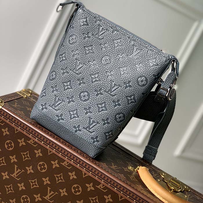 Louis Vuitton LV Unisex Hobo Cruiser PM Handbag Granite Taurillon Monogram Embossed Cowhide