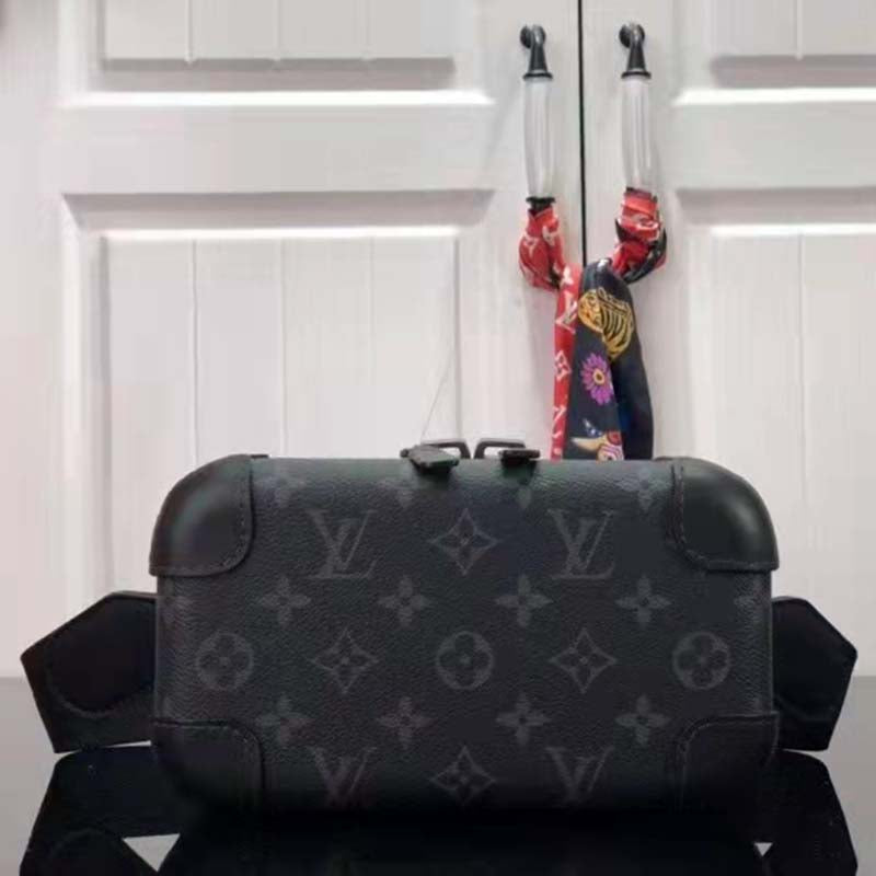 Louis Vuitton LV Unisex Horizon Clutch Black Monogram Eclipse Coated Canvas Textile Cowhide