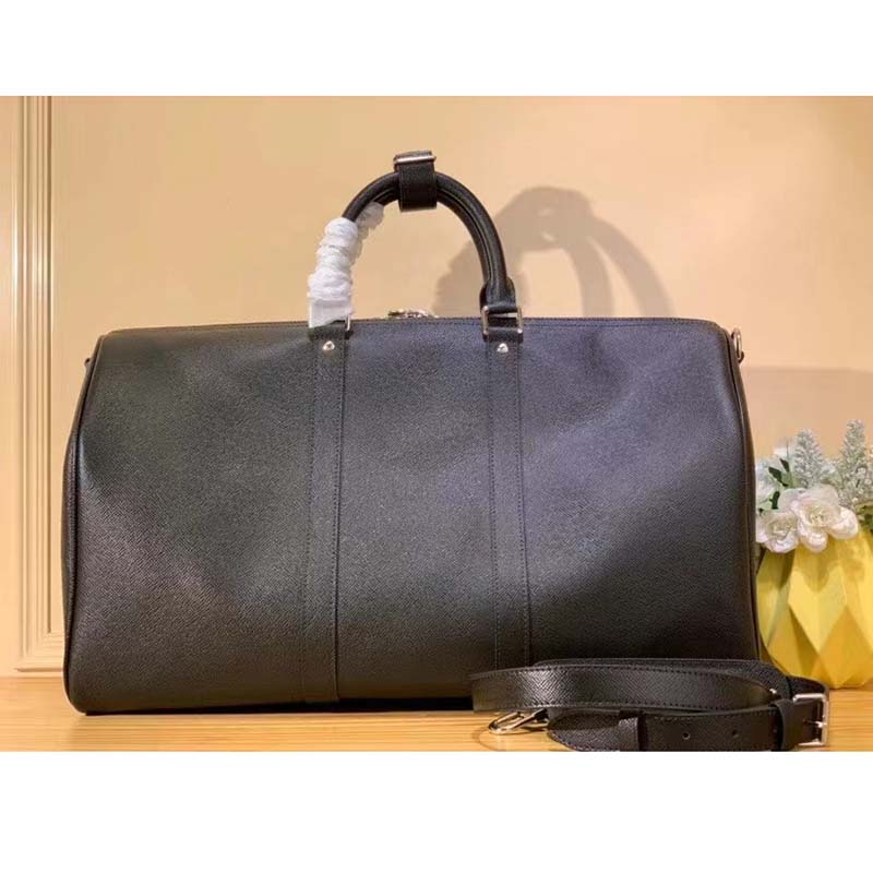 Louis Vuitton LV Unisex Keepall Bandoulière 50 Bag Black Ultra-Soft Taiga Leather