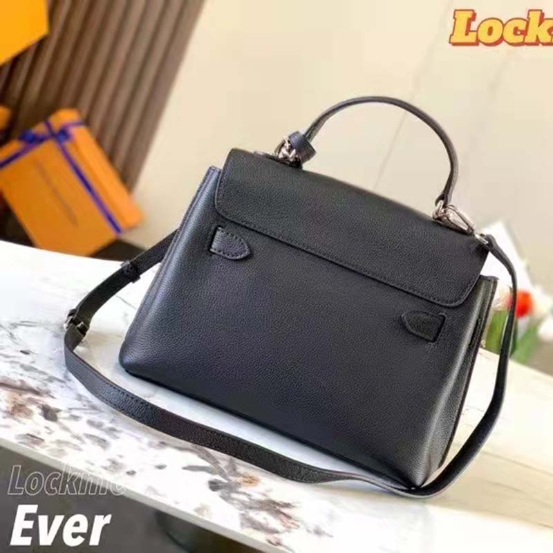 Louis Vuitton LV Women Lockme Ever BB Handbag Black Soft Calfskin