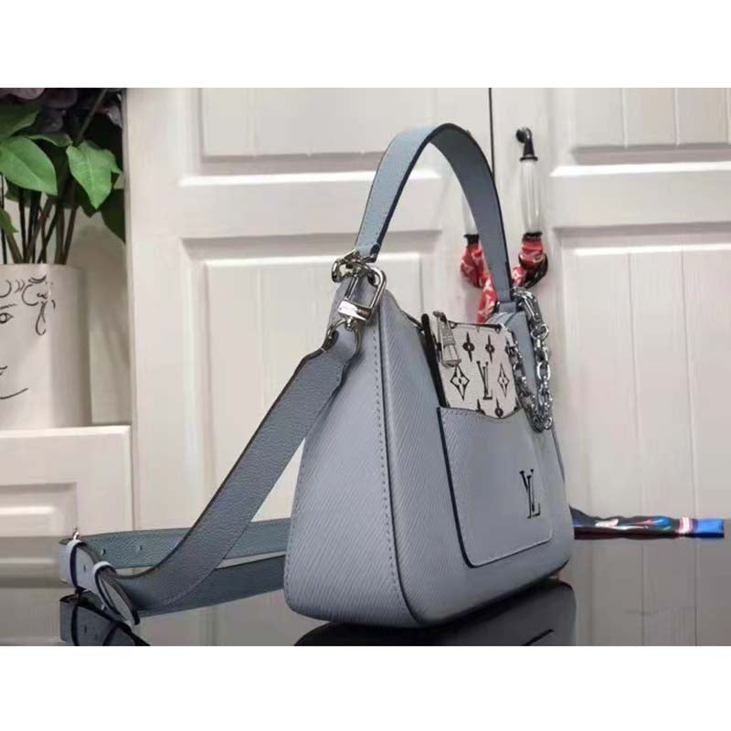 Louis Vuitton LV Women Marelle Handbag Blue Epi Grained Cowhide Leather Canvas