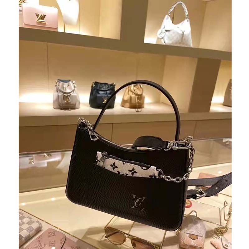 Louis Vuitton LV Women Marelle Handbag Quartz Black Epi Grained Cowhide Canvas