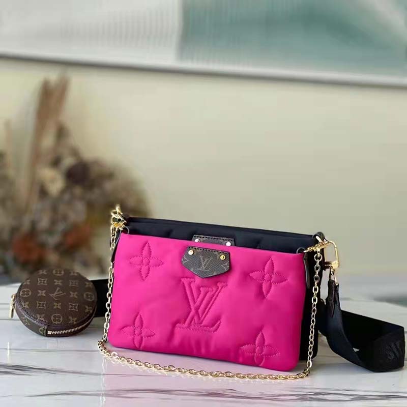 Louis Vuitton LV Unisex Maxi Multi Pochette Accessoires Handbag Fuchsia Black