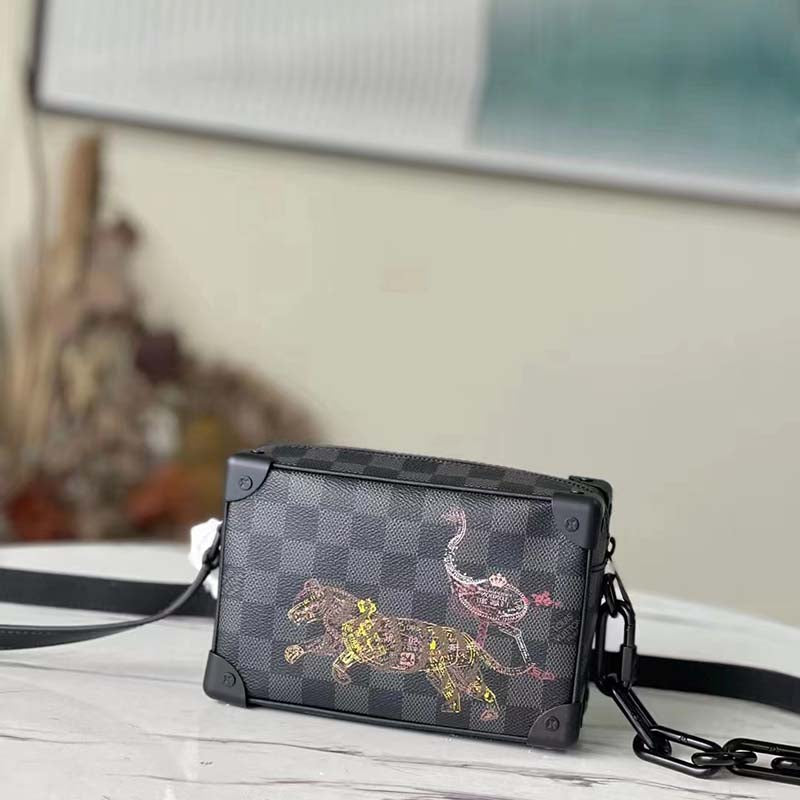 Louis Vuitton LV Unisex Mini Soft Trunk Damier Graphite Coated Canvas Handbag