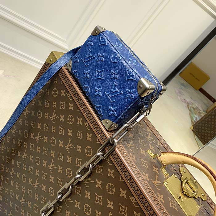 Louis Vuitton LV Unisex Mini Soft Trunk Blue Cowhide Leather Handbag