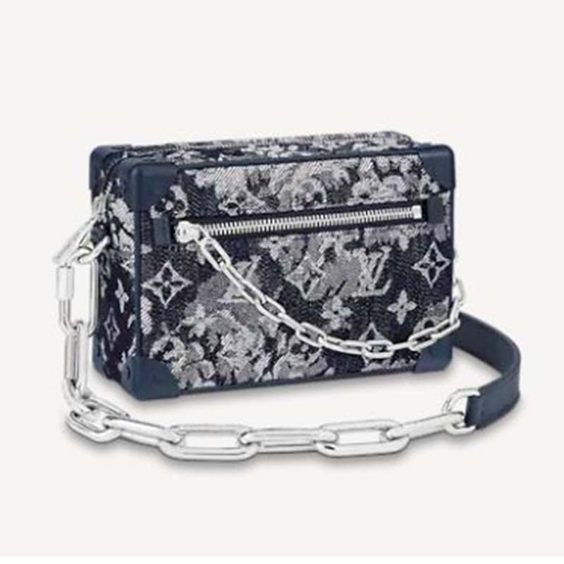 Louis Vuitton LV Unisex Mini Soft Trunk Monogram Tapestry Coated Canvas-Navy Handbag