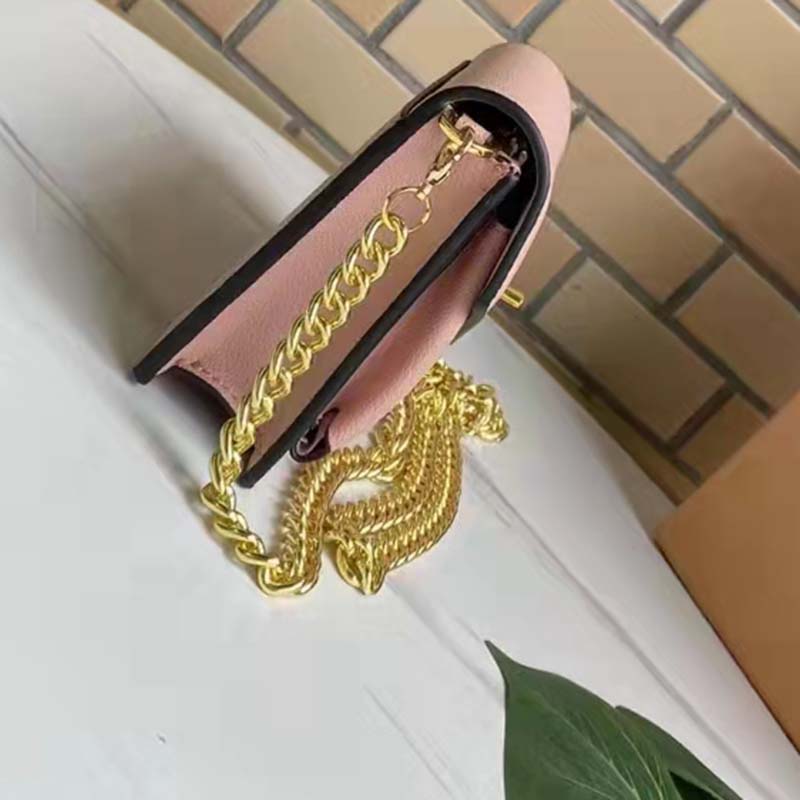 Louis Vuitton LV Women Mylockme Chain Pochette Beige Soft Grained Calfskin Clutch