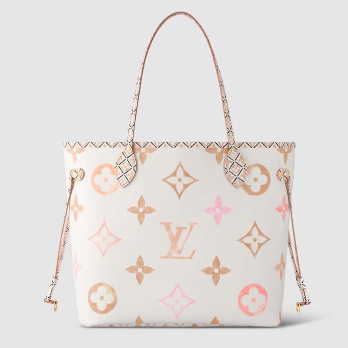 Louis Vuitton LV Unisex Neverfull MM Beige Monogram Coated Canvas Textile Lining Tote