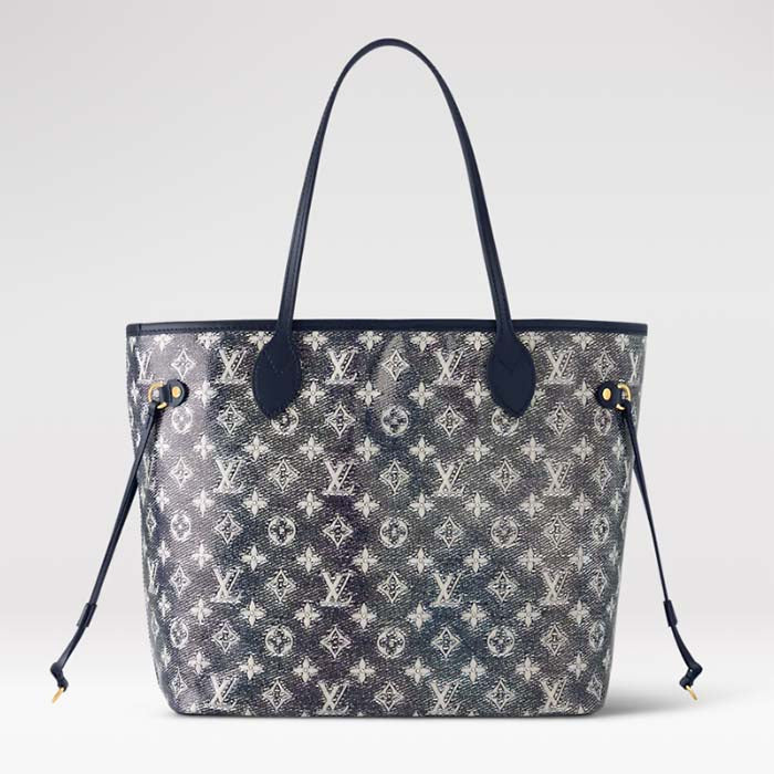 Louis Vuitton LV Unisex Neverfull MM Monogram Coated Canvas Cowhide Leather Tote