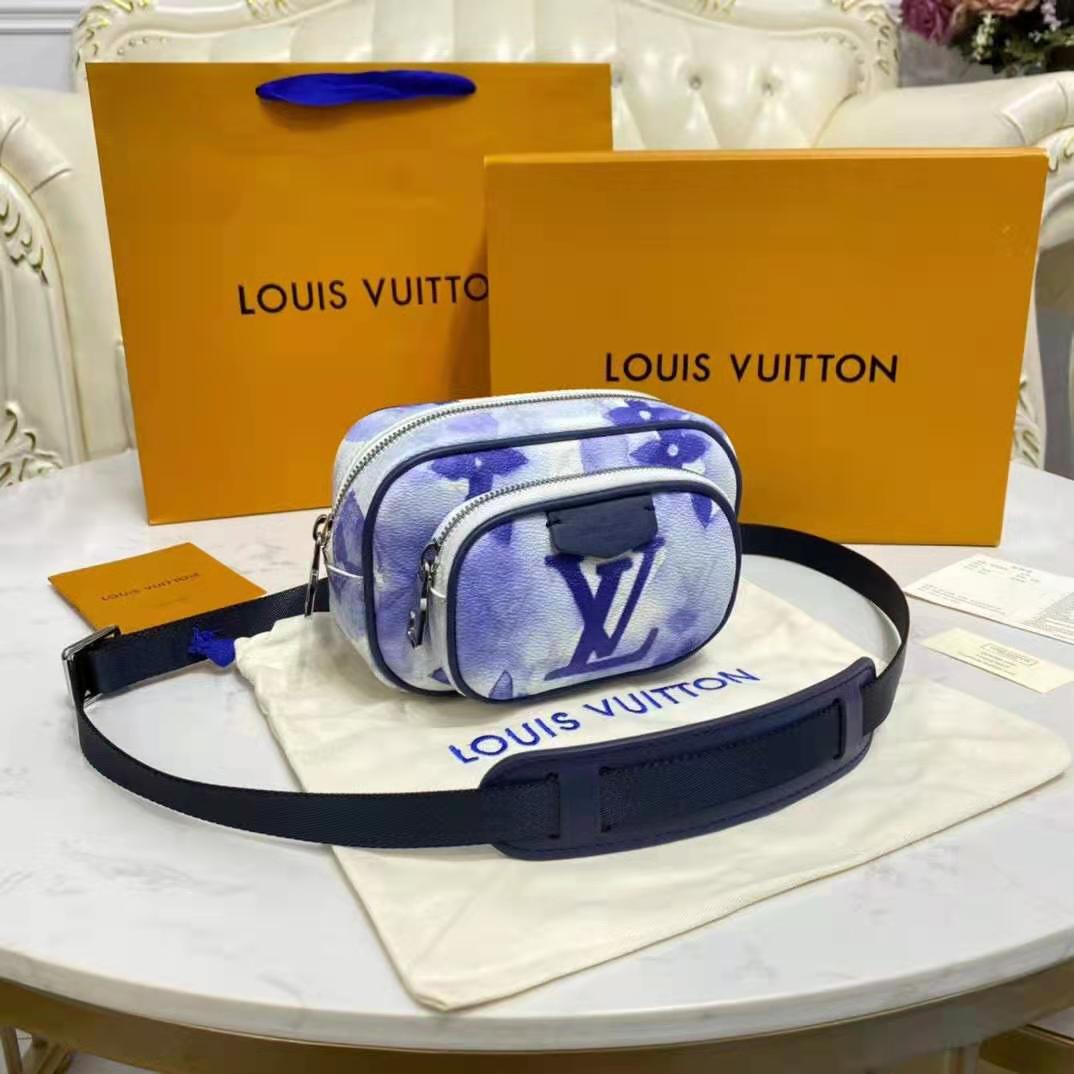 Louis Vuitton LV Unisex Outdoor Pouch Monogram Watercolor Blue Coated Canvas Clutch