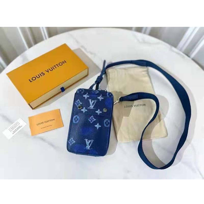 Louis Vuitton LV Unisex Phone Pouch Ink Watercolor Cowhide Leather Clutch
