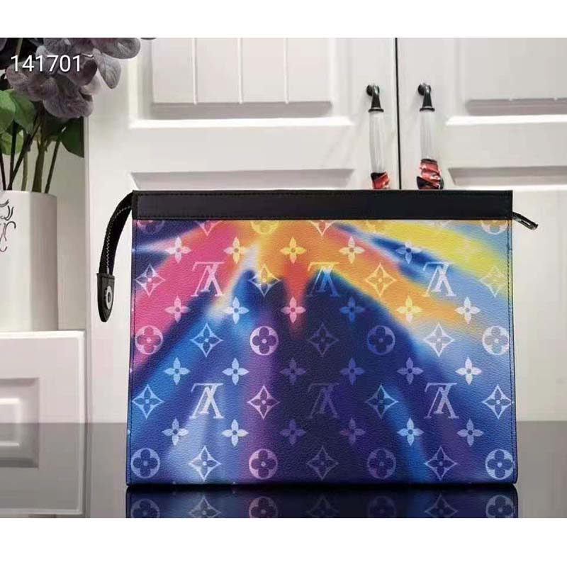 Louis Vuitton LV Unisex Pochette Voyage Pouch Monogram Sunset Coated Canvas Shoulder Bag