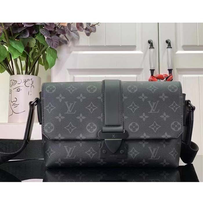 Louis Vuitton LV Unisex S-Cape Messenger Monogram Eclipse Coated Canvas Cowhide Leather Handbag