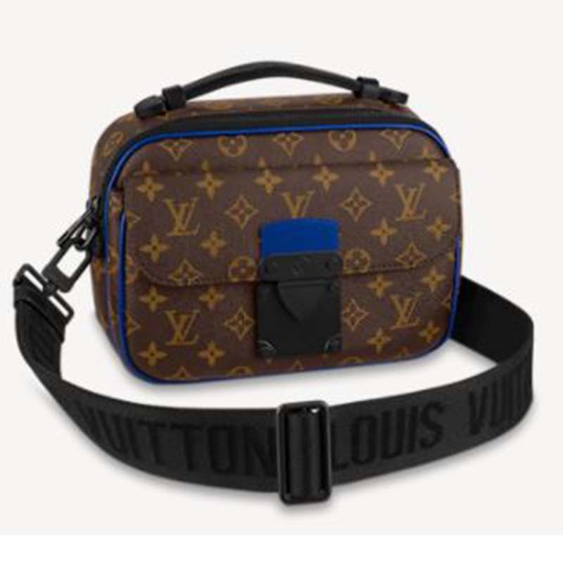 Louis Vuitton LV Unisex S Lock Messenger in Monogram Macassar Coated Canvas Handbag