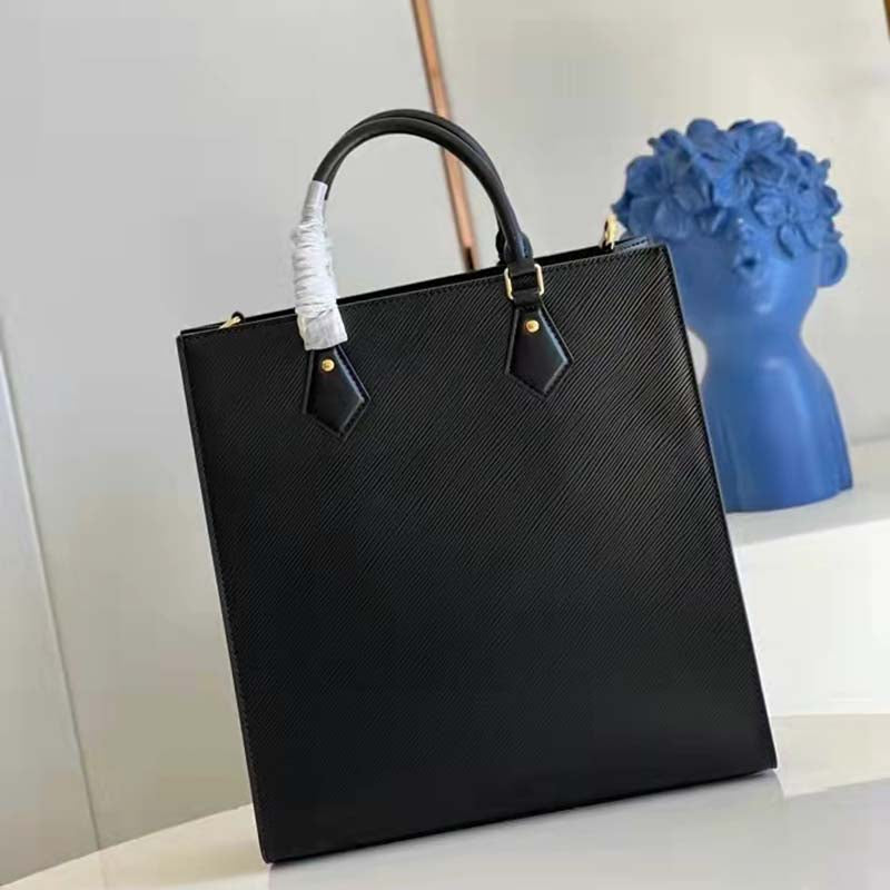 Louis Vuitton LV Unisex Sac Plat PM Black Epi Grained Cowhide Leather Handbag