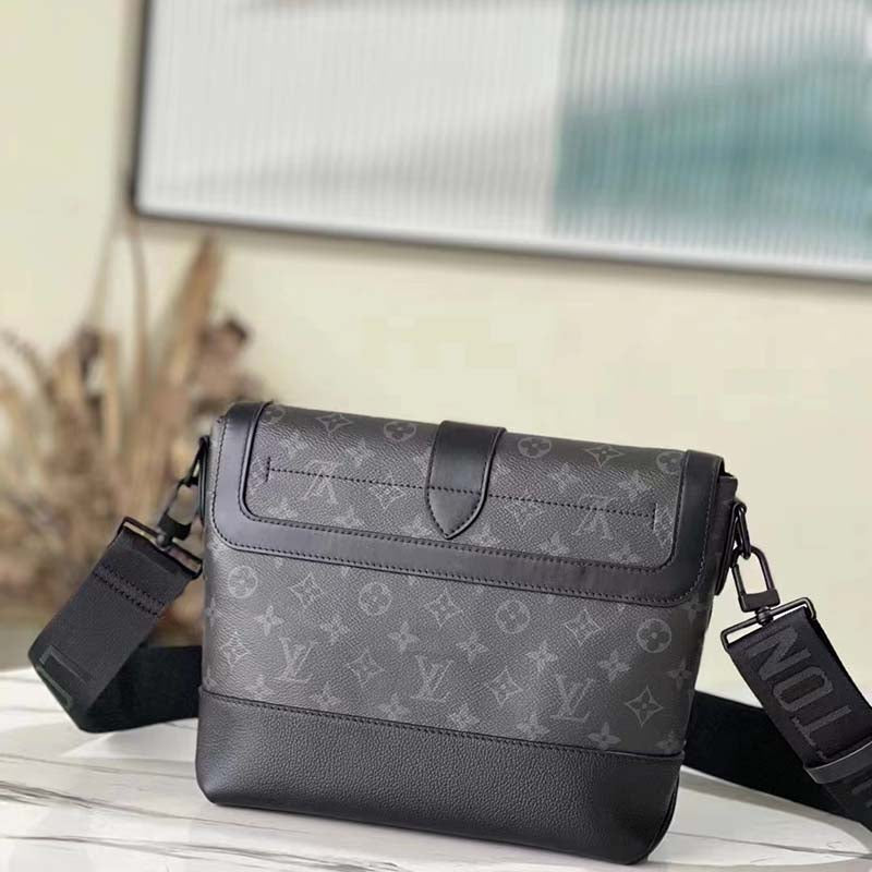 Louis Vuitton LV Unisex Saumur Messenger Monogram Eclipse Coated Canvas Black Handbag