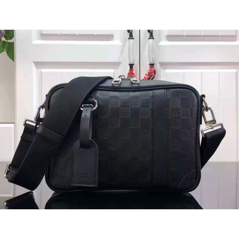Louis Vuitton LV Unisex Sirius Messenger Bag Damier Infini Onyx Cowhide Leather