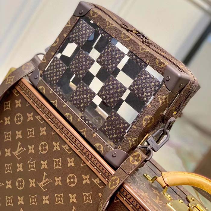 Louis Vuitton LV Unisex Slim Soft Trunk Brown Monogram Chess Coated Canvas PVC Handbag