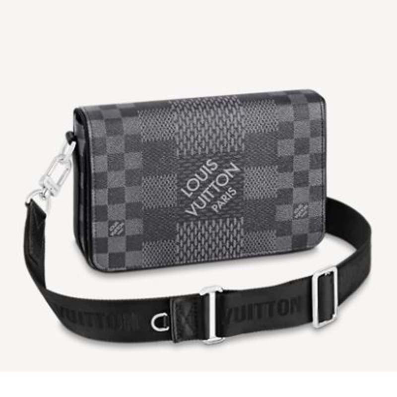 Louis Vuitton LV Unisex Studio Messenger Damier Graphite 3D Canvas Handbag