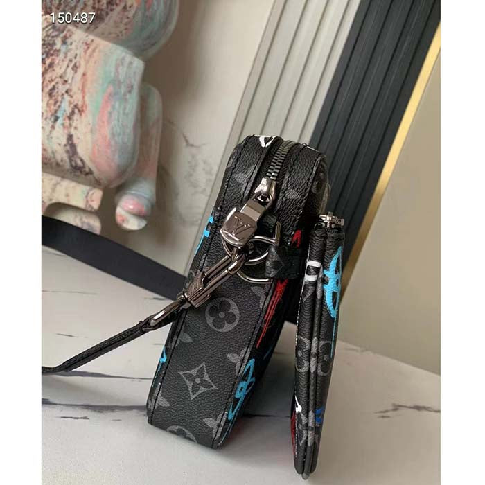 Louis Vuitton LV Unisex Trio Messenger Bag Graffiti Orange Monogram Coated Canvas