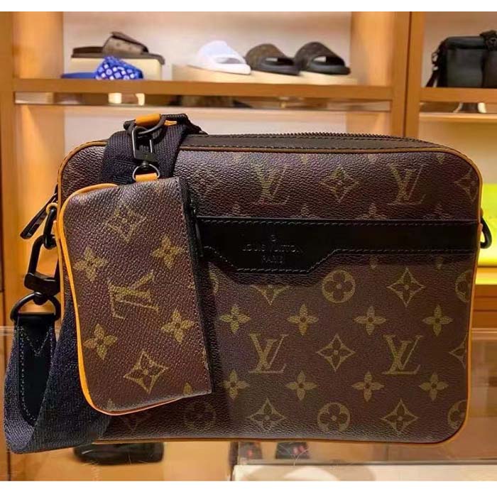 Louis Vuitton LV Unisex Trio Messenger Radiant Sun Monogram Macassar Coated Canvas Handbag