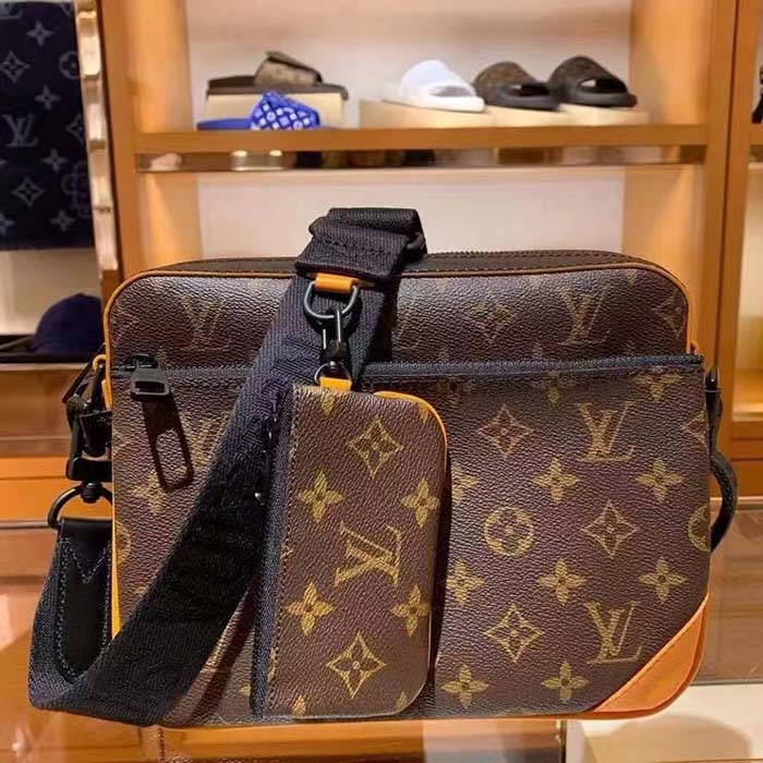 Louis Vuitton LV Unisex Trio Messenger Radiant Sun Monogram Macassar Coated Canvas Handbag