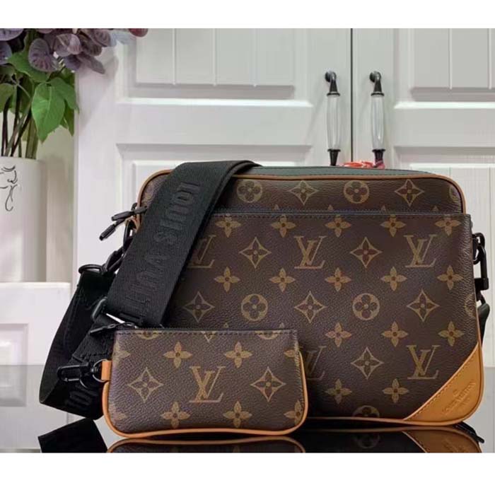 Louis Vuitton LV Unisex Trio Messenger Radiant Sun Monogram Macassar Coated Canvas Handbag