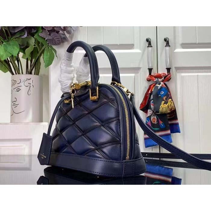 Louis Vuitton LV Women Alma BB Handbag Navy Blue Lamb Leather Cowhide