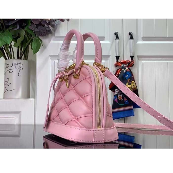 Louis Vuitton LV Women Alma BB Handbag Rosabella Pink Lamb Cowhide Leather