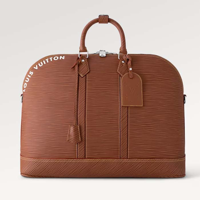 Louis Vuitton LV Unisex Alma Travel GM Cognac Calf Leather Double Zip Closure Handbag
