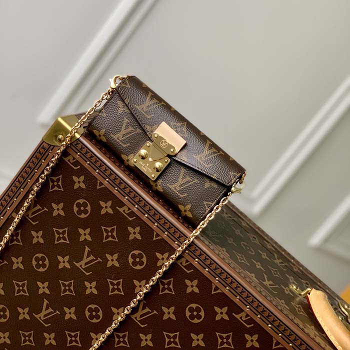 Louis Vuitton LV Women Bitsy Pouch Brown Monogram Flower Canvas Clutch