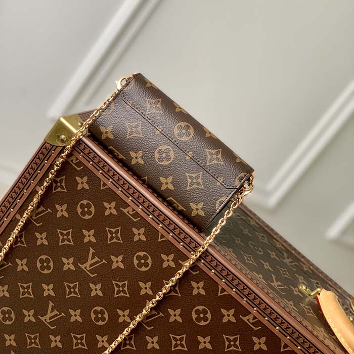 Louis Vuitton LV Women Bitsy Pouch Brown Monogram Flower Canvas Clutch