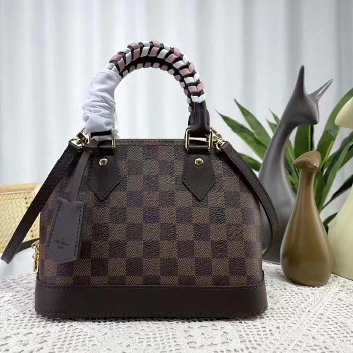 Louis Vuitton LV Women Braided Alma BB Brown Damier Ebene Coated Canvas Handbag