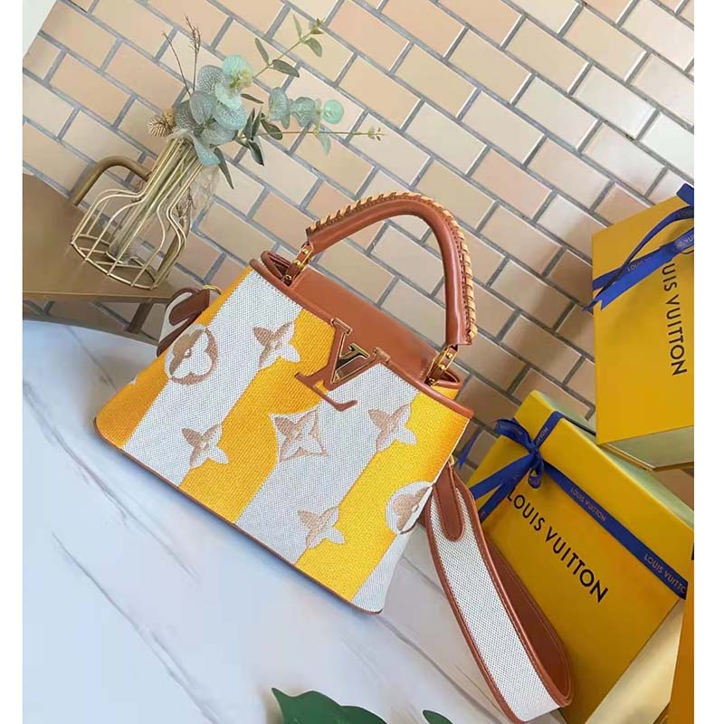 Louis Vuitton LV Women Capucines BB Handbag Yellow Calfskin Canvas