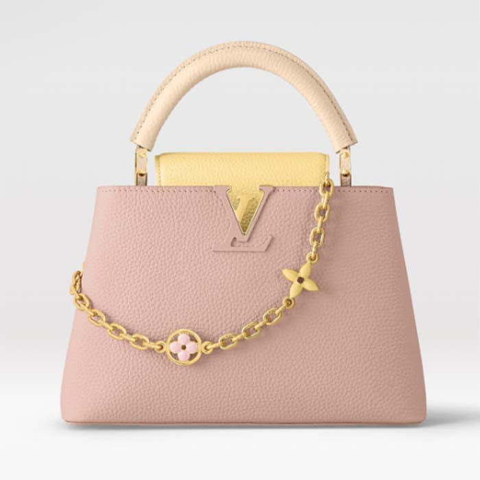 Louis Vuitton LV Women Capucines BB Powdered Beige Taurillon Leather Handbag