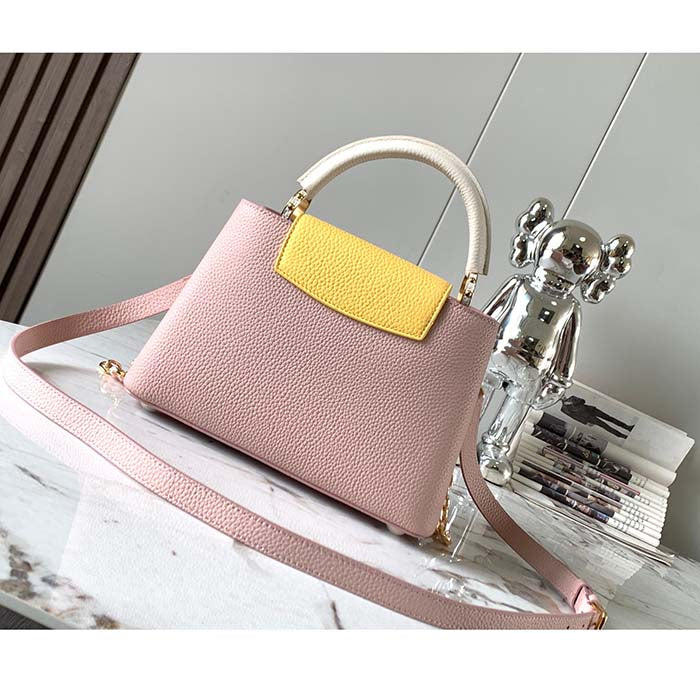 Louis Vuitton LV Women Capucines BB Powdered Beige Taurillon Leather Handbag