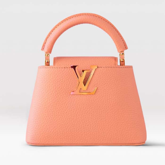 Louis Vuitton LV Women Capucines Mini Abricot Taurillon Leather Cowhide Handbag