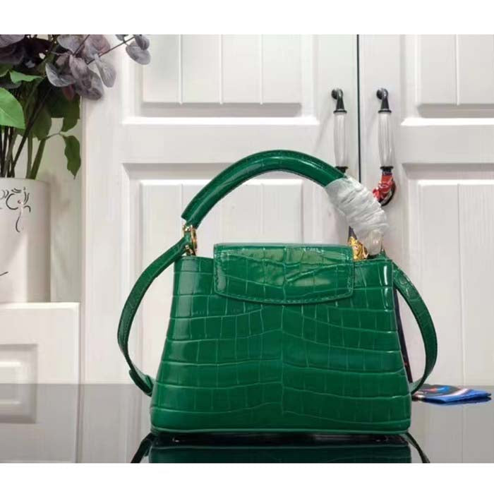 Louis Vuitton LV Women Capucines Mini Handbag Green Crocodilien Brillant Savoir Faire