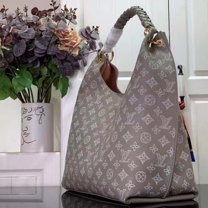 Louis Vuitton LV Women Carmel Hobo Bag Gray Mahina Perforated Calfskin Leather