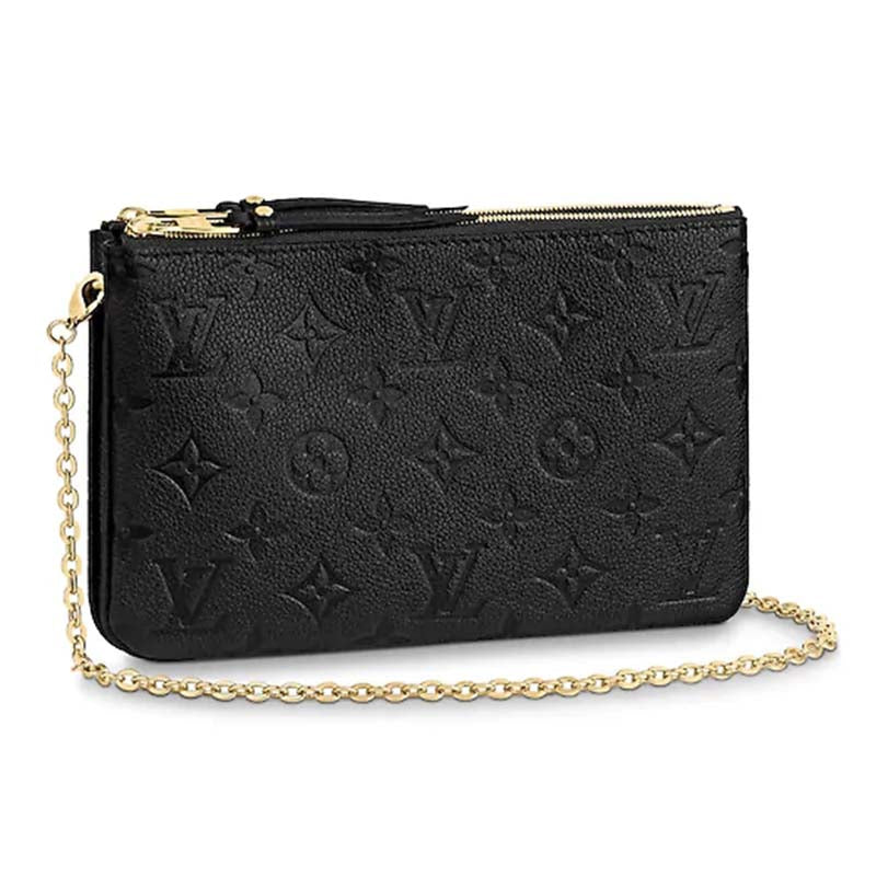 Louis Vuitton LV Women Double Zip Pochette Two-Tone Monogram Empreinte Clutch