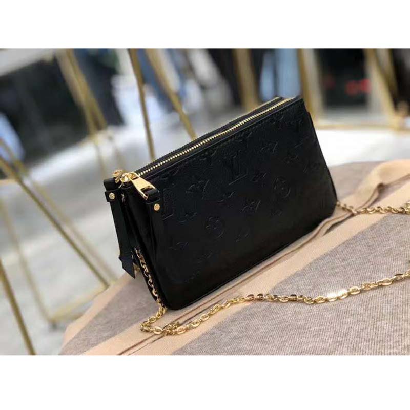Louis Vuitton LV Women Double Zip Pochette Two-Tone Monogram Empreinte Clutch