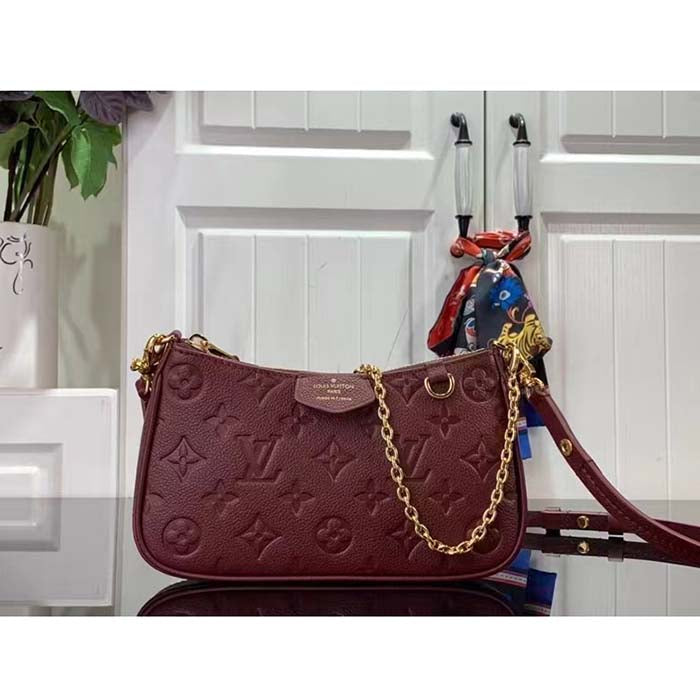 Louis Vuitton LV Women Easy Pouch Wine Red Monogram Empreinte Embossed Grained Cowhide Leather Clutch