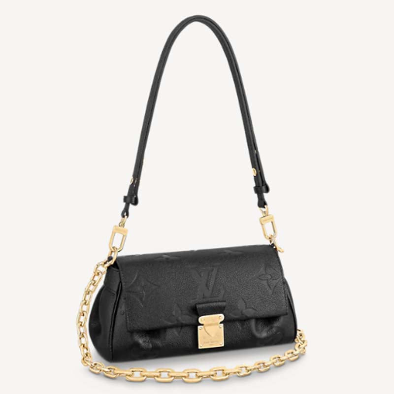 Louis Vuitton LV Women Favorite Black Monogram Empreinte Cowhide Leather Handbag