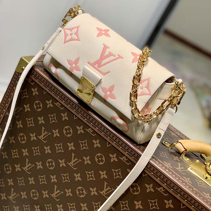 Louis Vuitton LV Women Favorite Handbag Pink Monogram Empreinte Embossed Supple Grained Cowhide